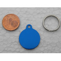Médaille gravée ronde bleu 19 mm "marine" pour chaton, Chiot gravure 1 face