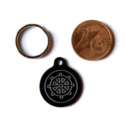 Médaille gravée ronde noire 19 mm "marine" pour chaton, Chiot gravure 1 face