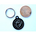 Médaille gravée ronde noire 19 mm "poisson" pour chaton, Chiot gravure 1 face