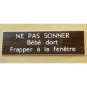 plaque adhésive "NE PAS SONNER bébé dort frapper à la fenêtre"