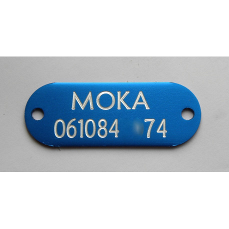 Médaille  identification chat chien couleur bleu gravure offerte