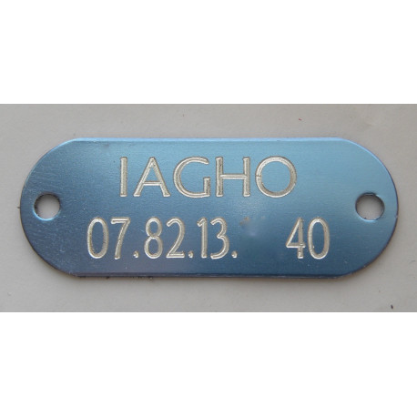 Médaille  identification chat chien couleur bleu argentée gravure offerte