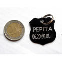 Médaille gravée insigne police noire pour grand Chien gravure 2 faces