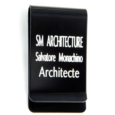 pince à billets,  noire personnalisation 1 ou 2 faces