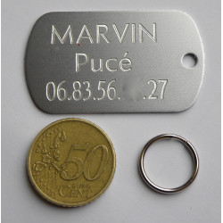 MEDAILLE gravée argenté CHIEN GRAND MODELE gravure 2 faces