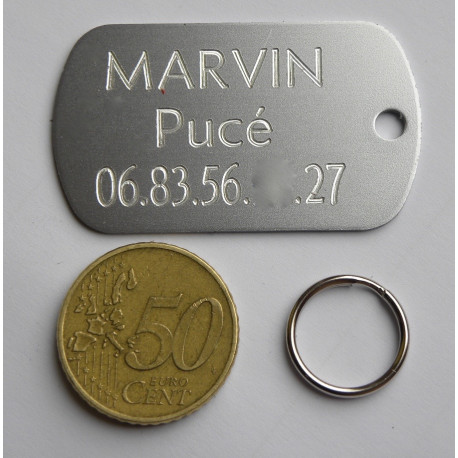 MEDAILLE gravée argenté CHIEN GRAND MODELE gravure 2 faces