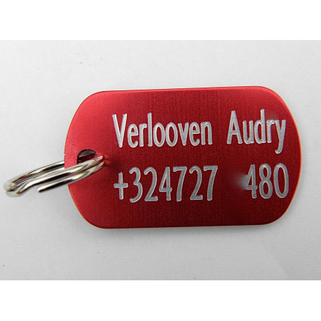 MEDAILLE gravée rouge CHIEN GRAND MODELE gravure 2 faces