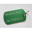 MEDAILLE gravée verte CHIEN GRAND MODELE gravure 2 faces