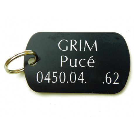 MEDAILLE gravée noire CHIEN GRAND MODELE gravure 2 faces