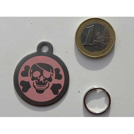 Médaille gravée acier pour grand chien corsaire rose gravure 1 face