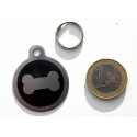 Médaille gravée acier pour grand chien os noir gravure 1 face
