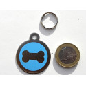 Médaille gravée acier pour grand chien os bleu gravure 1 face