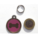 Médaille gravée acier pour grand chien os violet gravure 1 face