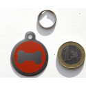 Médaille gravée acier pour grand chien os rouge gravure 1 face