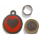 Médaille gravée acier pour grand chien coeur rouge gravure 1 face