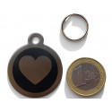 Médaille gravée acier pour grand chien coeur noir gravure 1 face