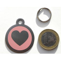 Médaille gravée acier pour grand chien coeur rose gravure 1 face