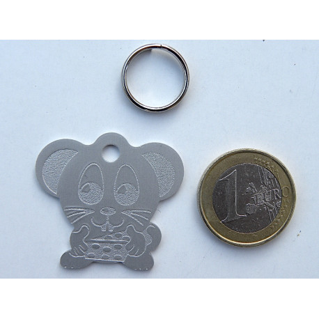 Médaille "souris" argentée pour Chat personnalisable gravure 1 face
