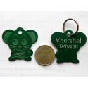 Médaille "souris" verte pour Chat personnalisable gravure 1 face