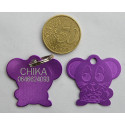 Médaille "souris" violette pour Chat personnalisable gravure 1 face