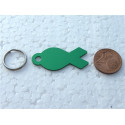 Médaille gravée en forme de poisson vert pour Chat chaton chiot gravure 2 faces