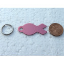 Médaille gravée en forme de poisson rose pour Chat chaton chiot gravure 2 faces