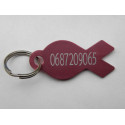 Médaille gravée en forme de poisson rose pour Chat chaton chiot gravure 2 faces