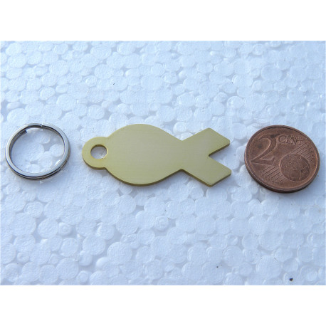Médaille gravée en forme de poisson dorée pour Chat chaton chiot gravure 2 faces
