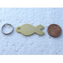 Médaille gravée en forme de poisson dorée pour Chat chaton chiot gravure 2 faces