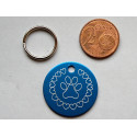 Médaille ronde "patte" bleu pour Chien moyen gravure 1 face