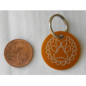 Médaille ronde "patte" orange pour Chien moyen gravure 1 face