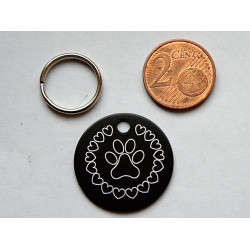 Médaille ronde "patte" noire pour Chien moyen gravure 1 face
