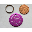 Médaille ronde "patte" violette pour Chien moyen gravure 1 face