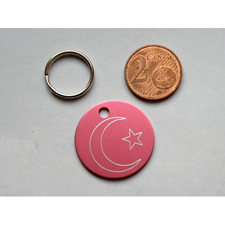 Médaille ronde "clair de lune" rose pour Chien moyen gravure 1 face