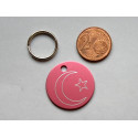 Médaille ronde "clair de lune" rose pour Chien moyen gravure 1 face