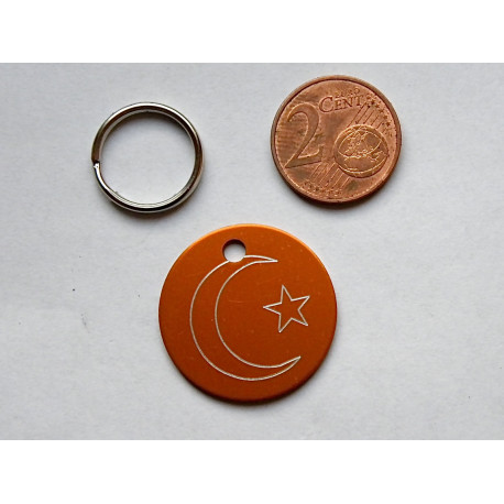 Médaille ronde "clair de lune" orange pour Chien moyen gravure 1 face