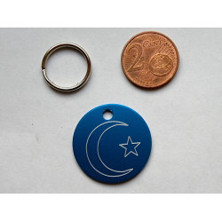 Médaille ronde "clair de lune" bleu pour Chien moyen gravure 1 face