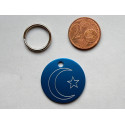Médaille ronde "clair de lune" bleu pour Chien moyen gravure 1 face