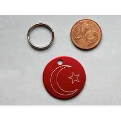 Médaille ronde "clair de lune" rouge pour Chien moyen gravure 1 face