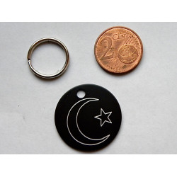 Médaille ronde "clair de lune" noire pour Chien moyen gravure 1 face