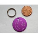 Médaille ronde "clair de lune" violette pour Chien moyen gravure 1 face