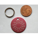 Médaille ronde "soleil" rose pour Chien moyen gravure 1 face