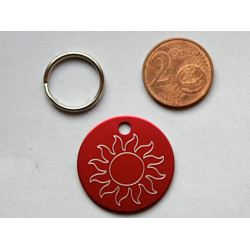 Médaille ronde "soleil" rouge pour Chien moyen gravure 1 face
