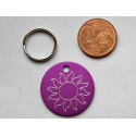 Médaille ronde "soleil" violette pour Chien moyen gravure 1 face