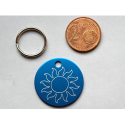 Médaille ronde "soleil" bleu pour Chien moyen gravure 1 face