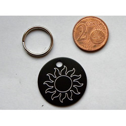 Médaille ronde "soleil" noire pour Chien moyen gravure 1 face