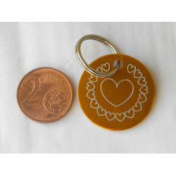 Médaille ronde "coeur" orange pour Chien moyen gravure 1 face