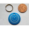 Médaille ronde "coeur" bleu pour Chien moyen gravure 1 face