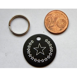 Médaille ronde "étoile" noire pour Chien moyen gravure 1 face