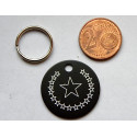 Médaille ronde "étoile" noire pour Chien moyen gravure 1 face
